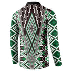 Green Aotearoa Tukutuku and Poutama Motif Button Sweatshirt