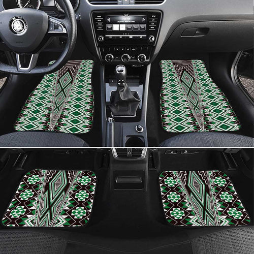 Green Aotearoa Tukutuku and Poutama Motif Car Mats
