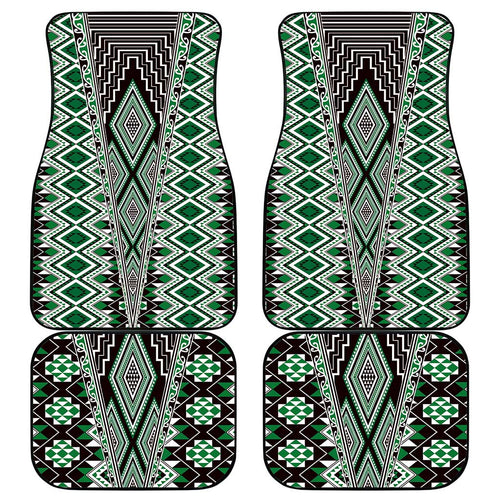 Green Aotearoa Tukutuku and Poutama Motif Car Mats