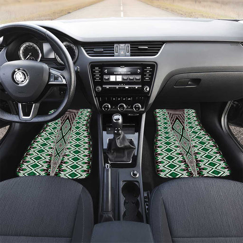 Green Aotearoa Tukutuku and Poutama Motif Car Mats