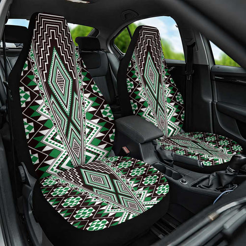 Green Aotearoa Tukutuku and Poutama Motif Car Seat Cover