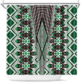 Green Aotearoa Tukutuku and Poutama Motif Shower Curtain
