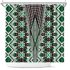 Green Aotearoa Tukutuku and Poutama Motif Shower Curtain