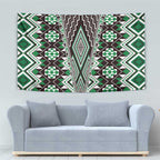 Green Aotearoa Tukutuku and Poutama Motif Tapestry