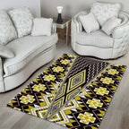 Yellow Aotearoa Tukutuku and Poutama Motif Area Rug