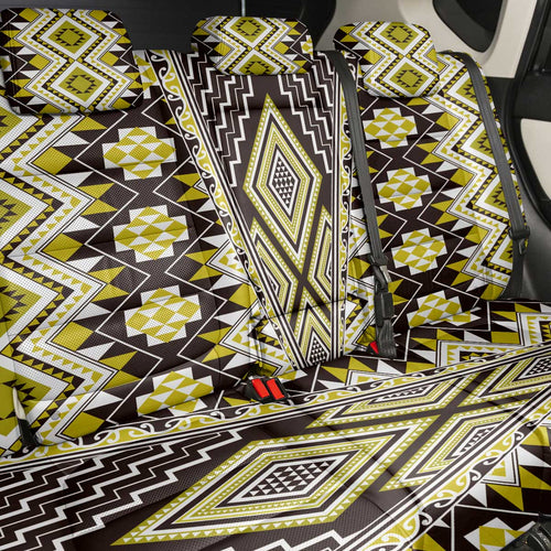 Yellow Aotearoa Tukutuku and Poutama Motif Back Car Seat Cover