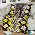 Yellow Aotearoa Tukutuku and Poutama Motif Blanket