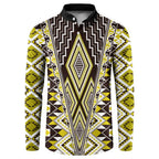 Yellow Aotearoa Tukutuku and Poutama Motif Button Sweatshirt