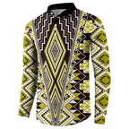 Yellow Aotearoa Tukutuku and Poutama Motif Button Sweatshirt