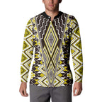 Yellow Aotearoa Tukutuku and Poutama Motif Button Sweatshirt