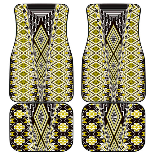 Yellow Aotearoa Tukutuku and Poutama Motif Car Mats