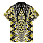 Yellow Aotearoa Tukutuku and Poutama Motif Family Matching Mermaid Dress and Hawaiian Shirt