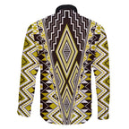 Yellow Aotearoa Tukutuku and Poutama Motif Family Matching Tank Maxi Dress and Hawaiian Shirt