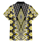 Yellow Aotearoa Tukutuku and Poutama Motif Hawaiian Shirt