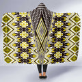 Yellow Aotearoa Tukutuku and Poutama Motif Hooded Blanket