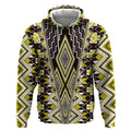 Yellow Aotearoa Tukutuku and Poutama Motif Hoodie