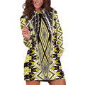 Yellow Aotearoa Tukutuku and Poutama Motif Hoodie Dress