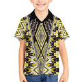 Yellow Aotearoa Tukutuku and Poutama Motif Kid Hawaiian Shirt