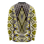Yellow Aotearoa Tukutuku and Poutama Motif Long Sleeve Shirt