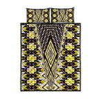 Yellow Aotearoa Tukutuku and Poutama Motif Quilt Bed Set