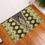 Yellow Aotearoa Tukutuku and Poutama Motif Rubber Doormat