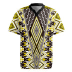 Yellow Aotearoa Tukutuku and Poutama Motif Rugby Jersey
