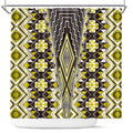 Yellow Aotearoa Tukutuku and Poutama Motif Shower Curtain