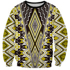 Yellow Aotearoa Tukutuku and Poutama Motif Sweatshirt