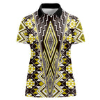 Yellow Aotearoa Tukutuku and Poutama Motif Women Polo Shirt