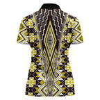 Yellow Aotearoa Tukutuku and Poutama Motif Women Polo Shirt