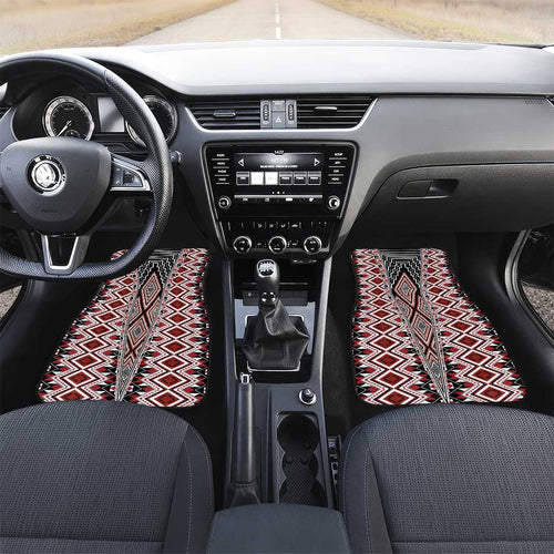 Red Aotearoa Tukutuku and Poutama Motif Car Mats