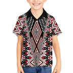 Red Aotearoa Tukutuku and Poutama Motif Hawaiian Shirt