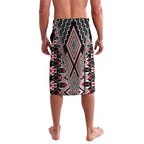 Red Aotearoa Tukutuku and Poutama Motif Lavalava