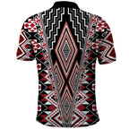 Red Aotearoa Tukutuku and Poutama Motif Polo Shirt
