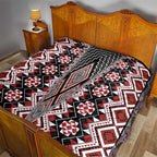 Red Aotearoa Tukutuku and Poutama Motif Quilt