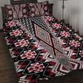 Red Aotearoa Tukutuku and Poutama Motif Quilt Bed Set