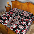 Red Aotearoa Tukutuku and Poutama Motif Quilt Bed Set