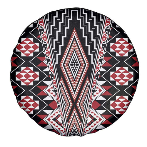 Red Aotearoa Tukutuku and Poutama Motif Spare Tire Cover