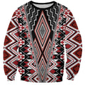 Red Aotearoa Tukutuku and Poutama Motif Sweatshirt