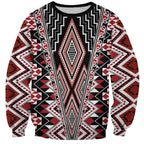 Red Aotearoa Tukutuku and Poutama Motif Sweatshirt