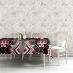 Red Aotearoa Tukutuku and Poutama Motif Tablecloth