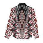 Red Aotearoa Tukutuku and Poutama Motif Women Casual Shirt