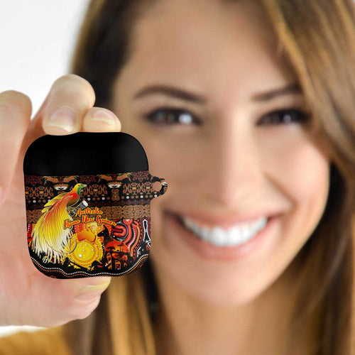 Australia and Papua New Guinea Together AirPods Case Kangaroo Aboriginal Art and Bird-of-paradise Oro Tribal Motifs - Aussie Hoodie