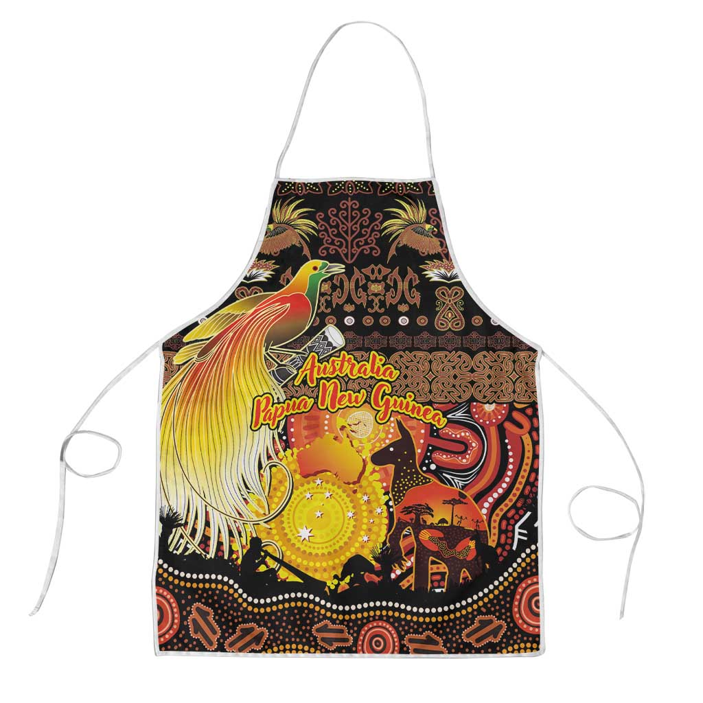 Australia and Papua New Guinea Together Apron Kangaroo Aboriginal Art and Bird-of-paradise Oro Tribal Motifs - Aussie Hoodie