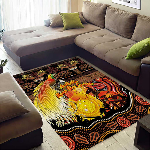 Australia and Papua New Guinea Together Area Rug Kangaroo Aboriginal Art and Bird-of-paradise Oro Tribal Motifs - Aussie Hoodie