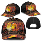 Australia and Papua New Guinea Together Baseball Net Cap Kangaroo Aboriginal Art and Bird-of-paradise with Oro Tribal Motifs - Aussie Hoodie