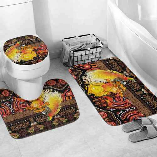 Australia and Papua New Guinea Together Bathroom Set Kangaroo Aboriginal Art and Bird-of-paradise Oro Tribal Motifs - Aussie Hoodie