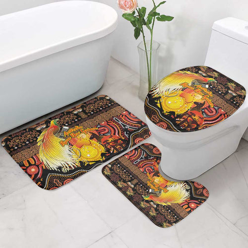 Australia and Papua New Guinea Together Bathroom Set Kangaroo Aboriginal Art and Bird-of-paradise Oro Tribal Motifs - Aussie Hoodie