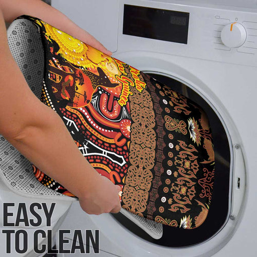 Australia and Papua New Guinea Together Bathroom Set Kangaroo Aboriginal Art and Bird-of-paradise Oro Tribal Motifs - Aussie Hoodie