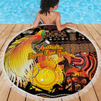Australia and Papua New Guinea Together Beach Blanket Kangaroo Aboriginal Art and Bird-of-paradise Oro Tribal Motifs - Aussie Hoodie
